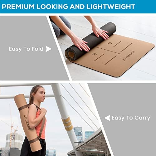 Пробковый килимче за йога KEEMARU Premium - Много голяма и много дебела подложка за йога (7 мм) - Нескользящий мат