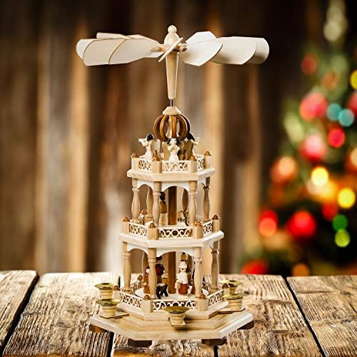 Немска Декоративна Коледна Пирамида - 18 инча - Комплект за Коледната сцена от Дърво -Под Коледна елха - Празничен