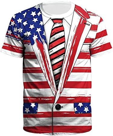 Мъжки голяма, висока мъжка тениска с флага на САЩ, американската патриотическая тениска с къс ръкав, ризи в Деня