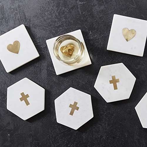 Творчески марки Faithworks-Шестиугольные Мраморни влакчета, Комплект от 4 парчета, Златен Кръст