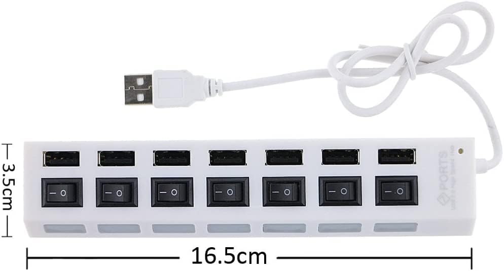 7-Портов Хъб USB 2.0 Високоскоростен захранващ Кабел със Син led Индикатор за ВКЛЮЧВАНЕ/Изключване споделяне Адаптер