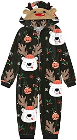 Семейни Коледни пижами 2022, Класически гащеризон с качулка и принтом, Празнична облекло, Семейни Пижами, Детски