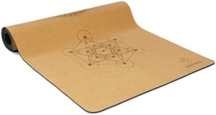 Вегетариански пробковый килимче за йога премиум-клас с дъно от естествен каучук. Нескользящая и мек, устойчив на
