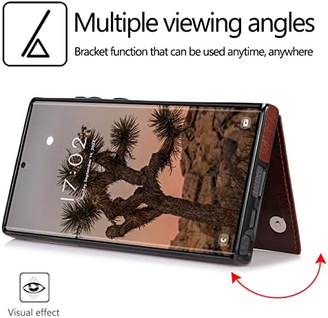 Bbjjkkz за Samsung Galaxy S23 Ultra Калъф с държач за карти, изкуствена кожа Премиум-клас, Спускащите се в Двойна