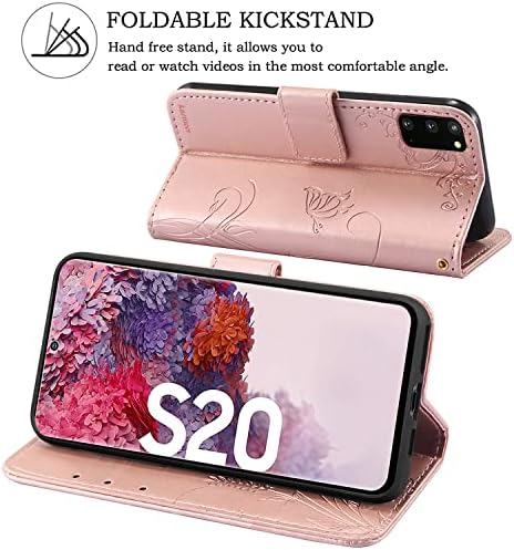Чанта-портфейл kazineer от естествена кожа за Samsung Galaxy S20, с отделения за карти с RFID заключване (Розово