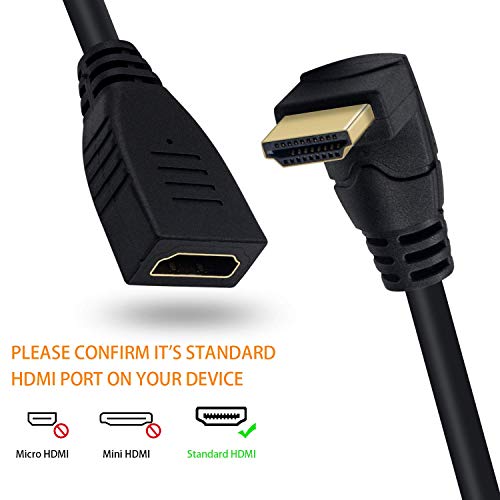 Удлинительный кабел Poyiccot 8K HDMI, Къс кабел 8K HDMI 90 Градуса от мъжа към жената HDMI 2.1 48 gbps с видео 8K