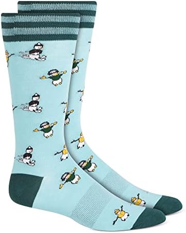 BAR III Мъжки Сини чорапи с графична супинацией, Безпроблемна Новост, Закрепени на Върха на Подбедрицата 7-12