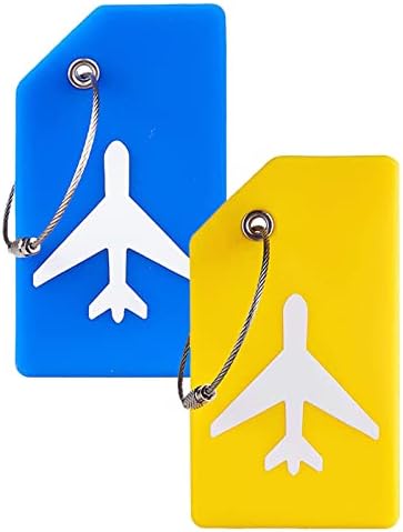 2 Опаковки багажных етикети, Етикети за чанти за багаж, Силиконова пътна виси етикет с име, идентификация картичка,