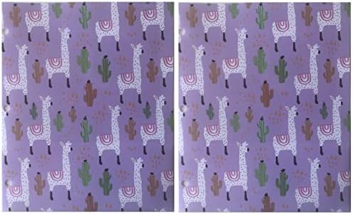 Комплект от 2: Поли Покет папки с шарени лама и кактус: Перфорирани на 3 дупки, дизайн с 2 джобове