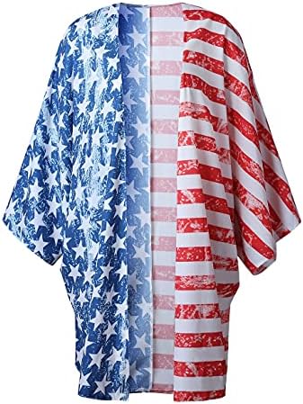 DDSOL Женското Кимоно с Флага на сащ, Плажни Дрехи, Жилетка, Свободни Блузи, Риза, Блуза