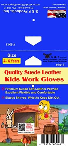 G & F Products Детски Работни Ръкавици От Естествена Кожа, Детски Градински Ръкавици