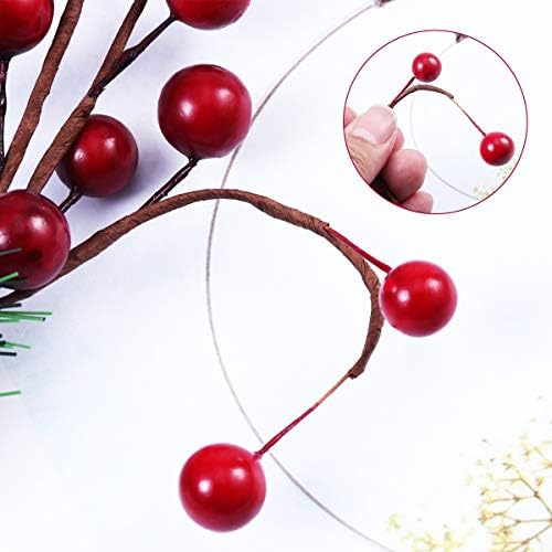 ULTNICE 10 бр. Коледна Елха Избира Холи Бери Занаят Изкуствена Червена Плодове Бор за Коледна Цветя Венци Празнични
