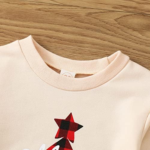 Тениска за момичета 6 Малки Момчета И Момичета, Коледни Пуловери с Дълги ръкави и Писмото Принтом в Клетката, Пуловер