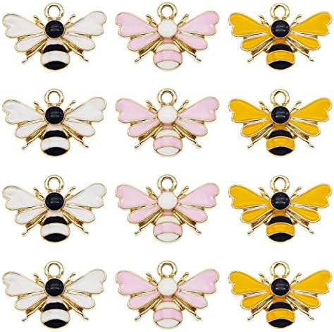 JJGQAZ 30 бр. Смесени цветни Сладки Пчелите Талисмани Емайл Позлатен Медальон с Медоносной на отделната Пчела за