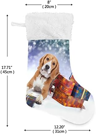 Коледни Чорапи ALAZA Young Гонче с Подаръци, Коледни Класически Персонализирани Големи Чорапи, Бижута за семейни