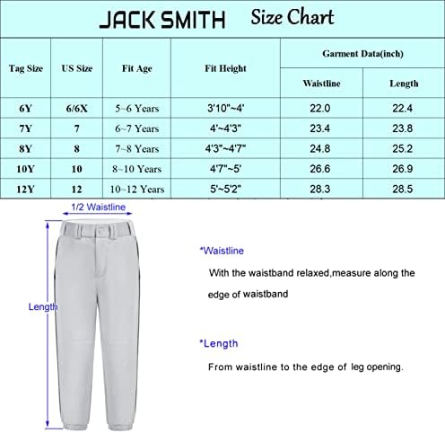 Панталони за по футбол за момичета JACK SMITH с джобове, Младежки Бейзболни панталони, Панталони Fastpitch с колан