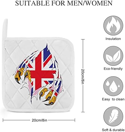 Кухненски ръкавици с Флага на Англия в стил Нокът Гръндж за Кухня, Топлоустойчиви кухненски ръкавици, Стойка за