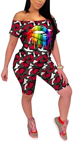 Дамски Спортни Облекла от 2 части, Спортен Костюм, Риза с открити рамене, къси Панталони, Комплект за спортни облекла