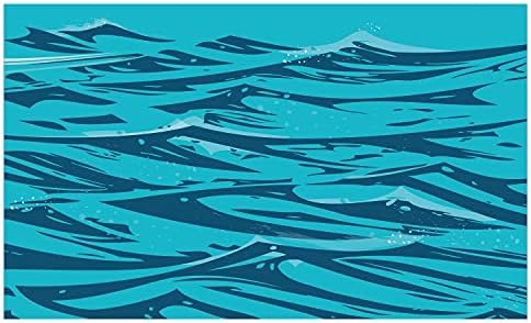 Ретро Плаж Керамични Държач за четка за зъби Ambesonne, Илюстрация Абстрактни Океански вълни, Крайбрежен Син Опростен,