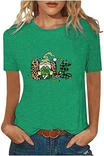 Женска Тениска С къс ръкав, Деня на Св. Патрик, Зелени Върхове Y2k, Риза За момичета, Лятна Ежедневна Туника С кръгло
