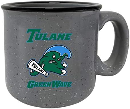R and R Внася кафеена чаша Tulane University Green Wave в пунктираната, Керамични, За къмпинг, Бял, 16 унции