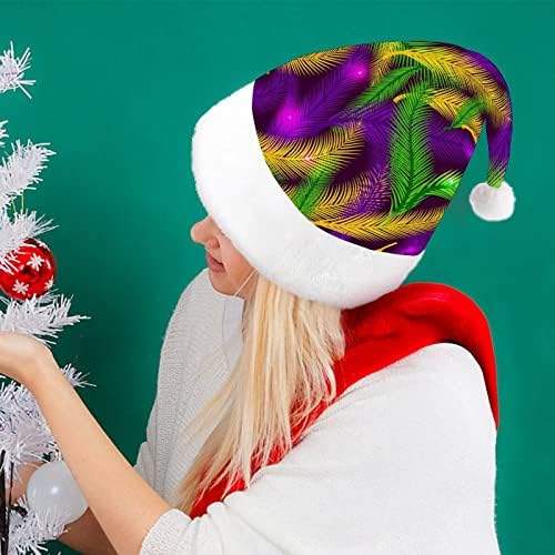 Mardi Gras от палми, забавна коледна шапка, шапки на Дядо Коледа, къси плюшени с бели ръкавели за коледните празници