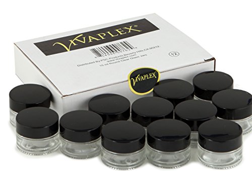 Vivaplex, 12, Прозрачен, 15 ml (1/2 унция), в кръгли стъклени буркани с вътрешни втулки и черни капаци
