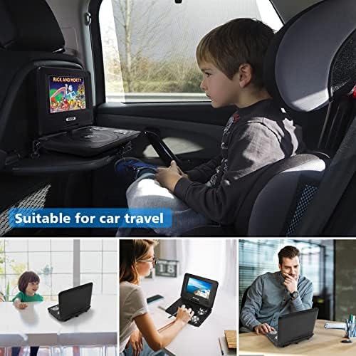 Портативен DVD плейър SQQBZZ 7 за деца и автомобил, Поддръжка на DVD/VCD/SD карта/ USB, дистанционно управление,