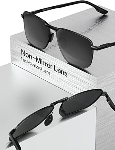 LUENX Правоъгълни Поляризирани Слънчеви Очила-Авиатори за Мъже Ретро Пилотните Нюанси За Шофиране Защита UV400