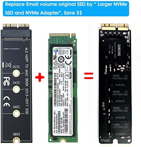 Адаптер за актуализации на устройство за съхранение RIITOP M. 2 NVMe SSD 12 + 16Pin за MacBook Air (2013-2017 година)
