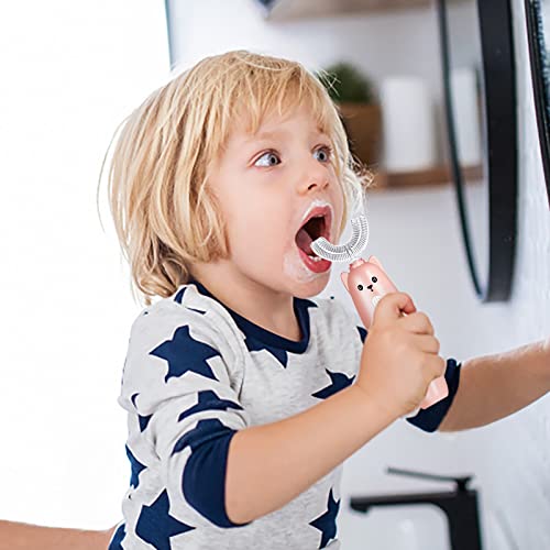 Електрическа четка за Зъби за Деца 2-12 Години на U-Образна Мека Силиконова Капачка за почистване на устната Кухина