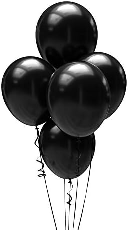 Комплект от 100 черни балони - Съраунд комплект от черни балони за украса на парти – Дебели черни латексови балони