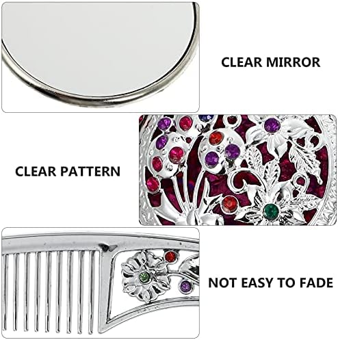 Lurrose 1 Комплект Винтажное Огледало, Гребен Набор От Метални Антикварное Ръчно Огледало За Грим Пътни Настилки