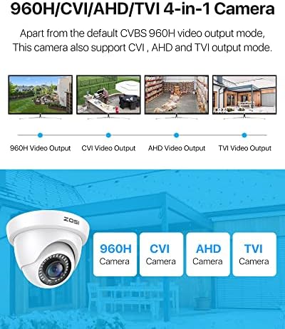 Hybrid куполната камера за сигурност ZOSI 2Pack 1080p (аналогов CVBS HD-CVI/TVI/AHD /960H) и Безжична PTZ камера