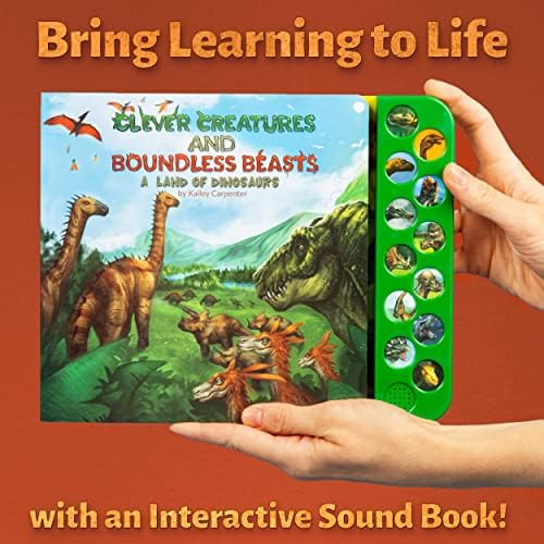 Играчки-динозаврите Li ' l-Gen за деца - Интерактивна Звукова книга на динозаврите с реалистичен рев и 12 големи