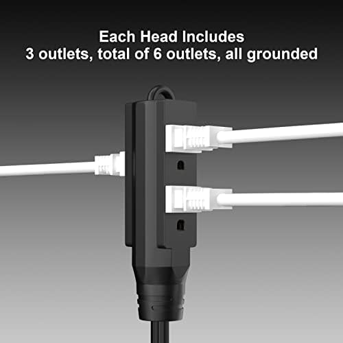 12-Крак Двоен Разклонител Power Strip и 6-Крак мрежов филтър с 10 Розетки и 3 USB порта (5V /2.4 A) и 1 USB C-порт