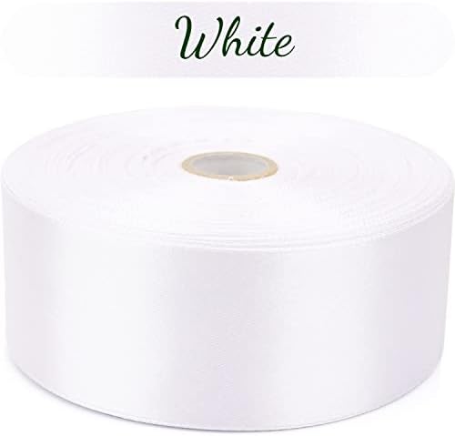 Nsilu 1-1/2 инча, Бяла панделка за подарък опаковки от 50 Ярда, Идеален Венец за Сватбени партита, Шиене, Аксесоари