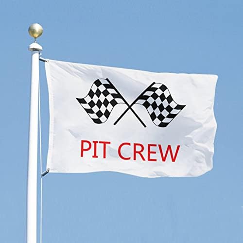 Състезателни коли Pit Crew Кариран Флаг С Принтом Хартата 3x5 4x7 Забавни Знамена и 2 Медни Люверса Дизайн за употреба