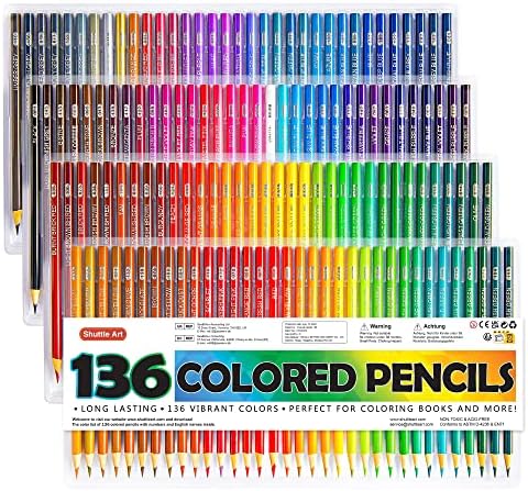 Цветни Моливи Shuttle Art 136, Определени Раскрашивающих Моливи с Мека Ядро за Colorization Книги за Възрастни,