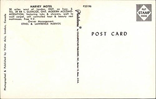 Мотел Харви в Glencoe, Онтарио, Канада Оригиналната Реколта Картичка