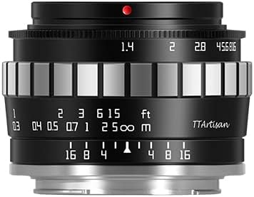 Обективът на камерата TTArtisan 23mm F1.4 APS-C с ръчно фокусиране Canon-M Mount, като M1, M2, M3, M5, M6, M6II, M10, M100, M50