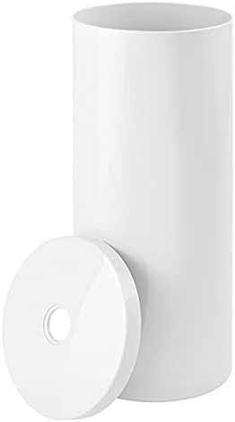 Пластмасов Органайзер за тоалетна хартия mDesign на подови стойка с капак, 3 ролка за компактно съхранение на хартиени