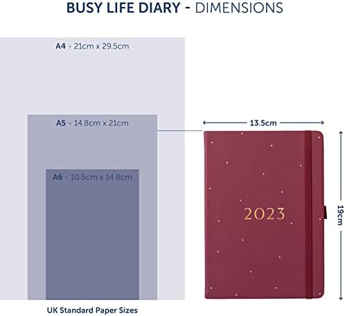 Дневник напрегнат живот Busy B от януари до декември 2023 г. - A5 Berry - Дневник от изкуствена кожа за една седмица
