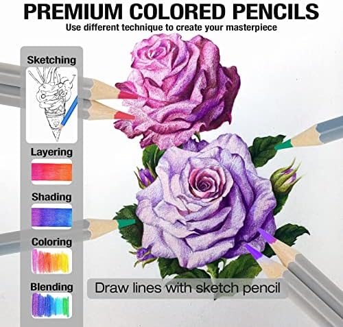 Цветни Моливи FUNLAVIE 72 Раскрашивающие Молив Премиум-Клас За Рисуване с Молив за Възрастни Награда-книжка за Оцветяване