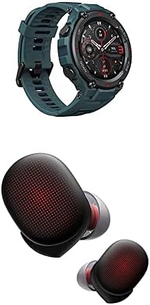 Смарт часовници Amazfit T-Rex Pro (на стоманено синьо) + комплект безжични слушалки PowerBuds True Wireless (черно),