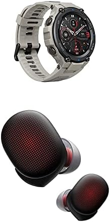 Смарт часовници Amazfit T-Rex Pro (сив) + комплект безжични слушалки PowerBuds True Wireless (черни), наблюдение