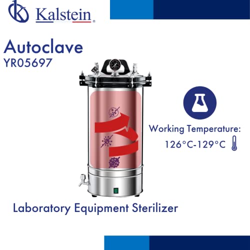 Преносим парен Автоклав високо налягане Kalstein, Работна температура 126 °C-129 ° C, обем 30 л Φ300*520 мм, Манометър