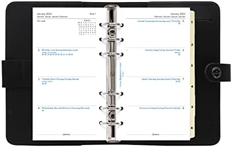Filofax Оригинален органайзер, Личен размер, Черна Кожа, Шест позвънявания, Календар-дневник с график по седмици,