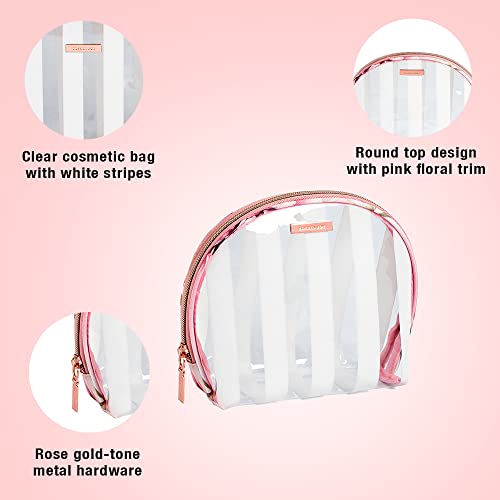 Малка косметичка Conair, Косметичка за дневни подкрасок или бижута, Идеален размер за дамска чанта или ръчен багаж, Малка форма на организатор, с розов цветен принтом