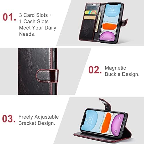 asapdos Чанта-портфейл с панти капак за iPhone 11, Ретро-Замшевый калъф от изкуствена кожа с магнитна закопчалка,